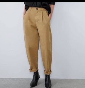 NWT ZARA ultra high waist slouchy khakis pants Size XS
